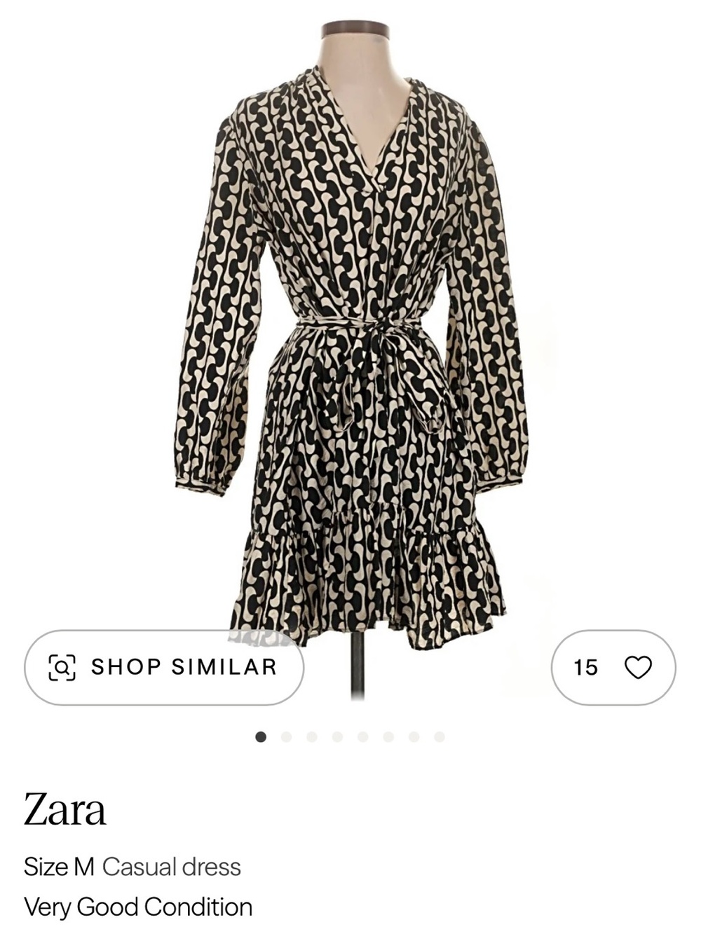 Zara Black & Cream Geometric Dress